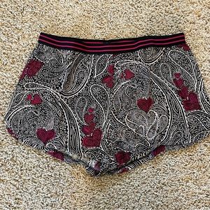 PJ Salvage Paisley Party Short Black Pink Heart Size Large